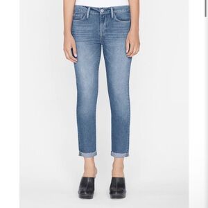 Frame Denim Le Garçon Jean Deepwater Raw Hem Boyfriend Mid Rise Relaxed Fit 26